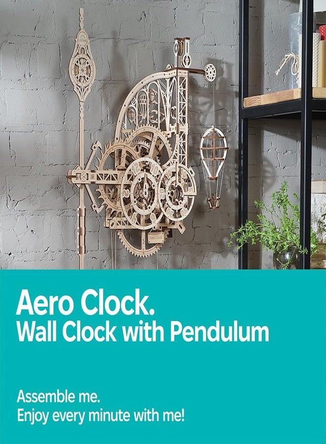 UGEARS Aero Clock Wooden 3D Puzzles for Adults - Mechanical Wooden Model Kits for Adults to Build, Wall Clock 3D Puzzle with Pendulum Model Kit, DIY Miniature Kit Crafts Gift for Christmas - Image 2